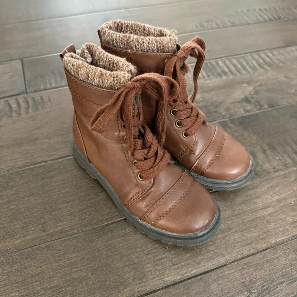 Cupcake Couture Boots Lace up Brown Hiking Winter 12 Girls Kids